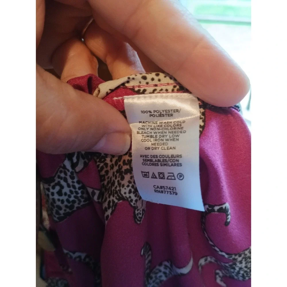 Ann Taylor Loft - Tigers Hot Pink Fushia Sleep Pants Drawstring Size Small Silky